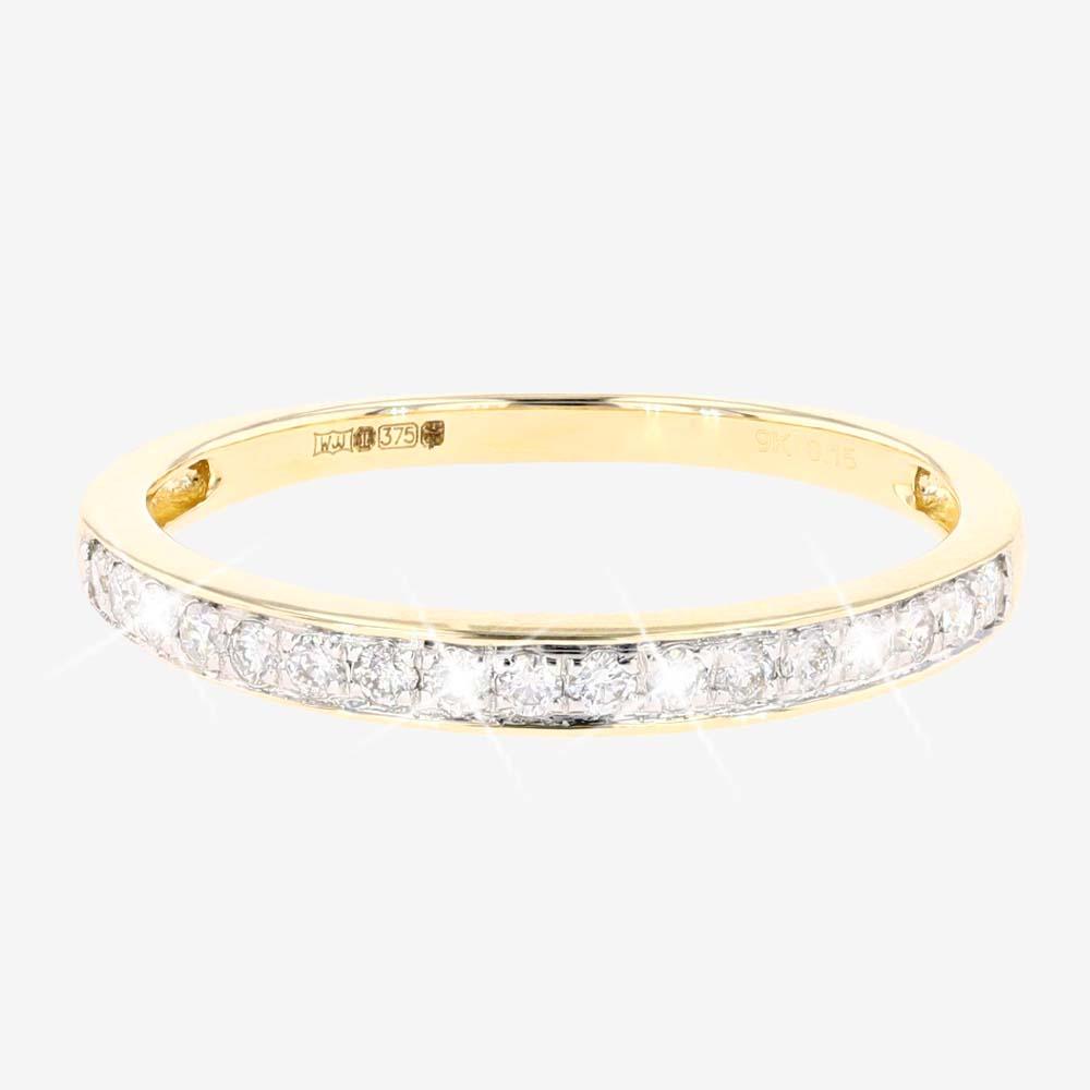 9ct Yellow Gold Diamond Eternity Band Ring .15ct Warren James