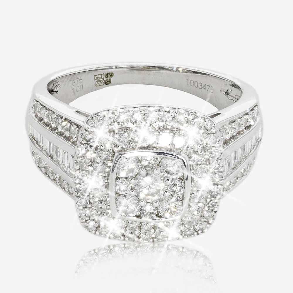 9ct White Gold Certificated Diamond Cluster Ring 1.00ct at Warren James