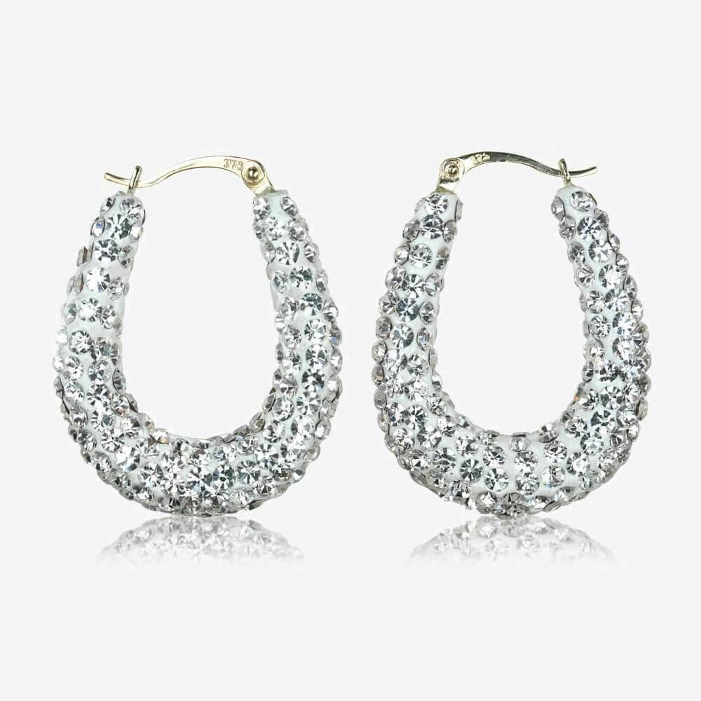 9ct Gold Crystal Hoop Earrings