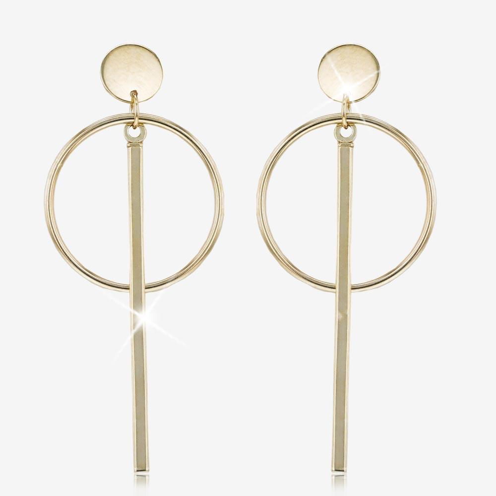 9ct Gold Geometric Drop Earrings