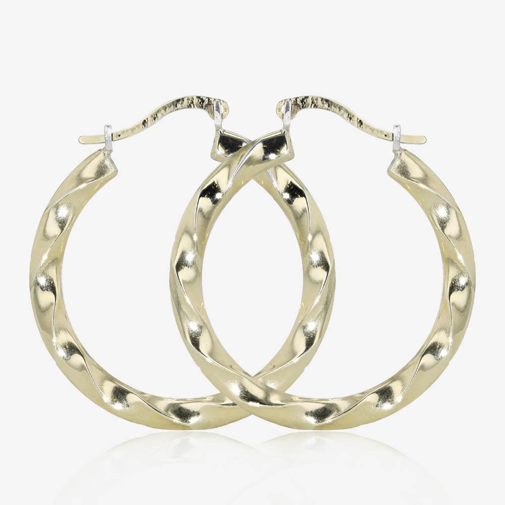 9ct Gold & Silver Bonded Twist Creole Earrings Warren James