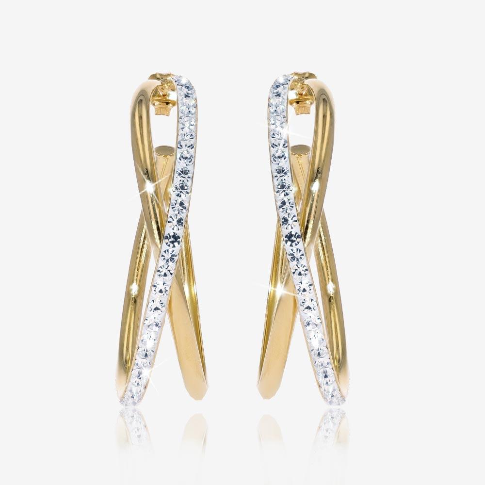 9ct Gold & Silver Bonded Crystal Band Earrings Warren James