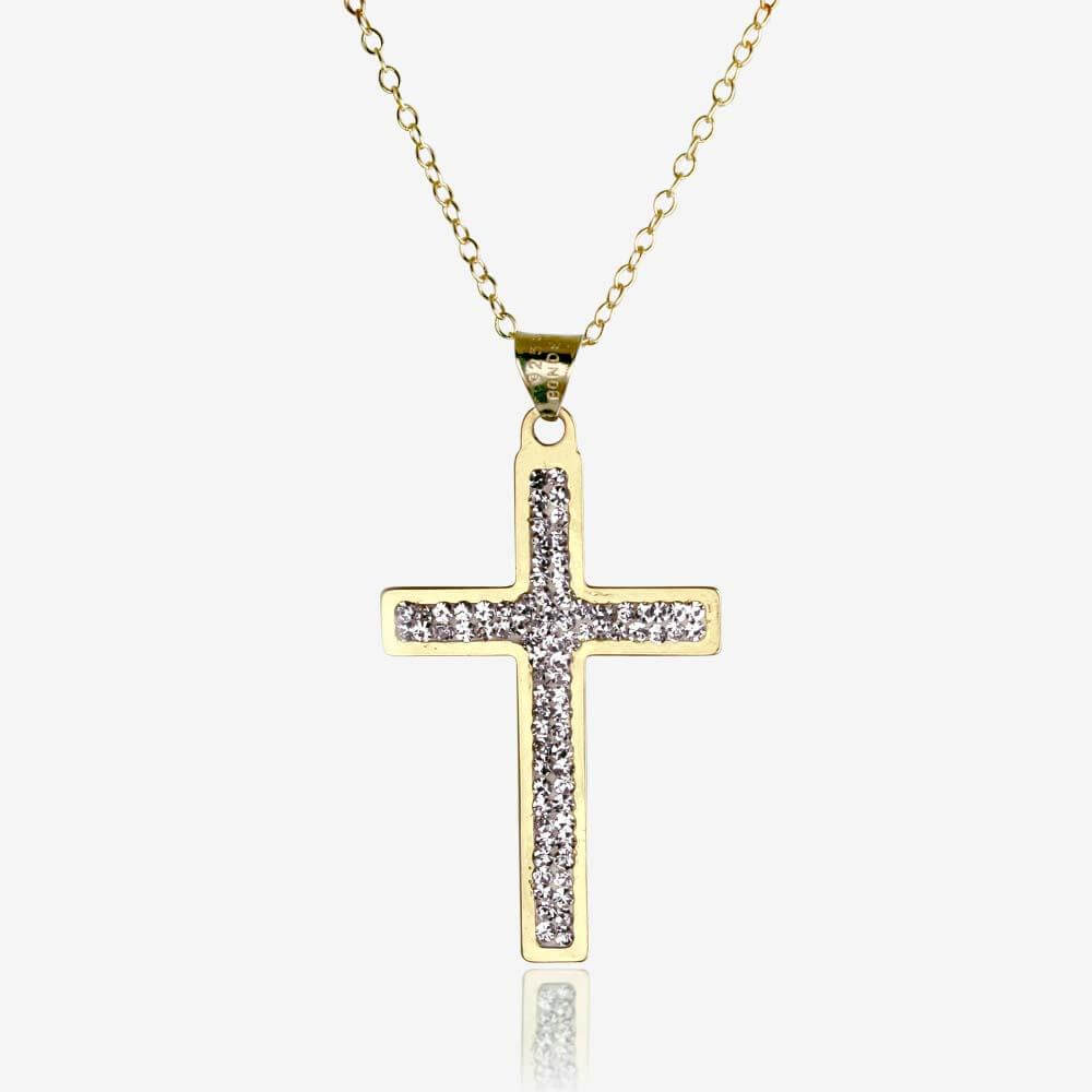 Gold crystal cross necklace Clearance