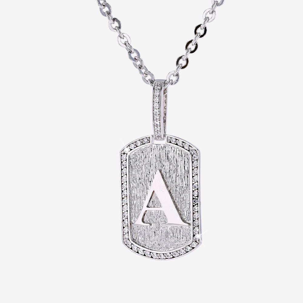 Mens Iced A Initial Tag Pendant & Chain | Warren James