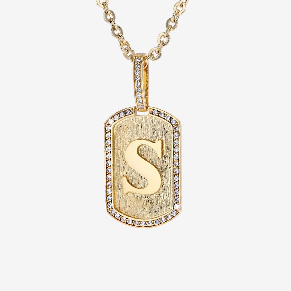 Mens Iced Tag Pendant Chain Initial S Warren James