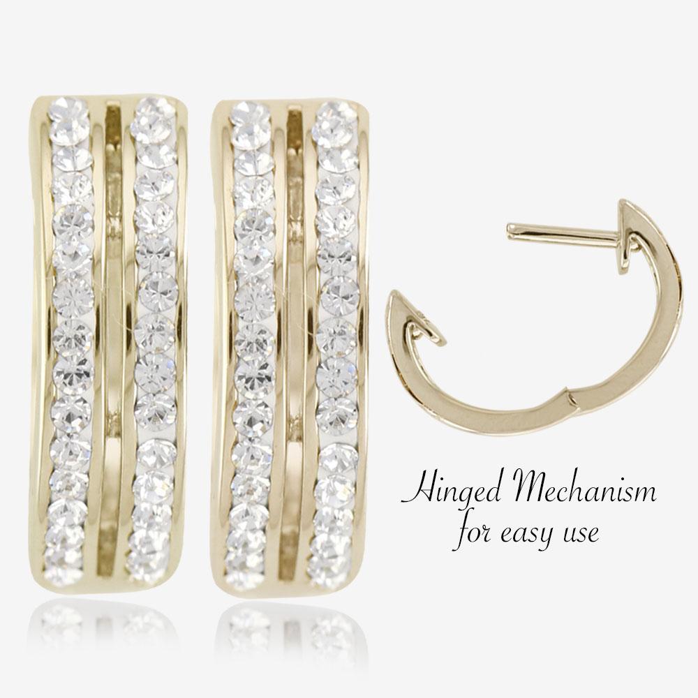 Fortuna Gold Finish Huggie Earrings Made With Swarovski Crystals at