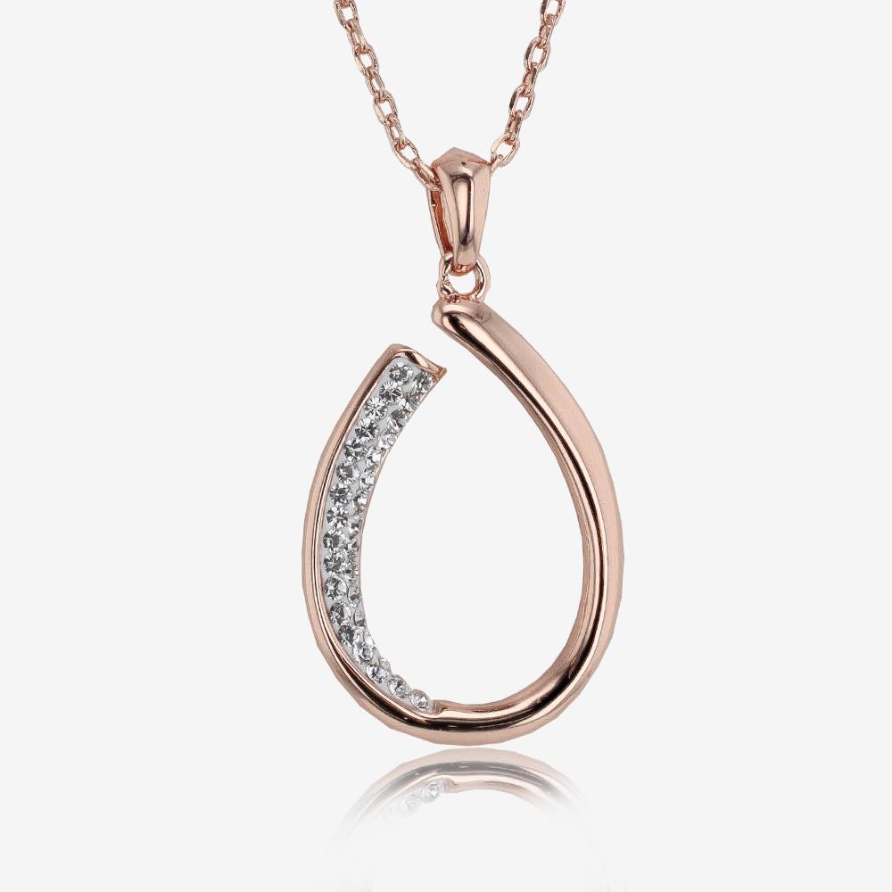 Swarovski® Crystals Rose Gold Finish Swirl Necklace and