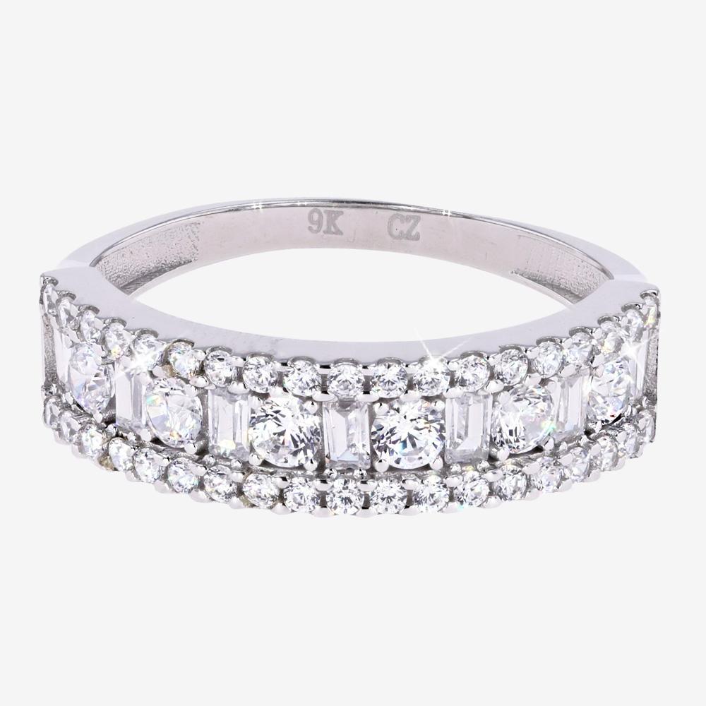 9ct White Gold DiamonFlash Cluster Band Ring Warren James