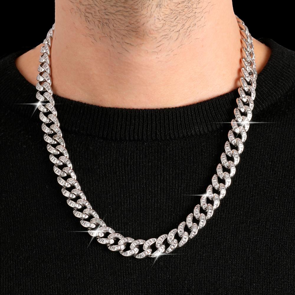 Solid Baguette Monaco Cuban Ice Necklace 22 Warren James