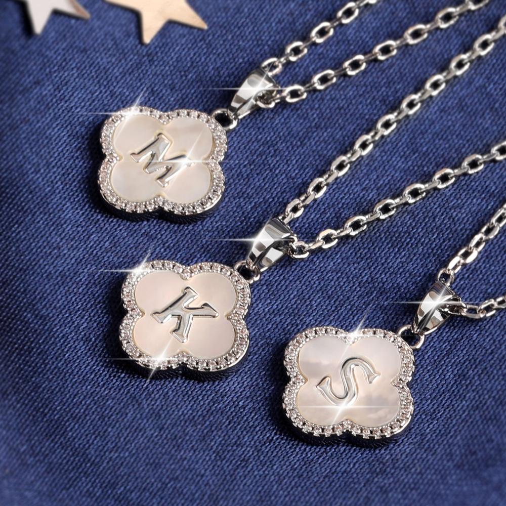 Real Mother Of Pearl Clover Initial A Necklace Warren James