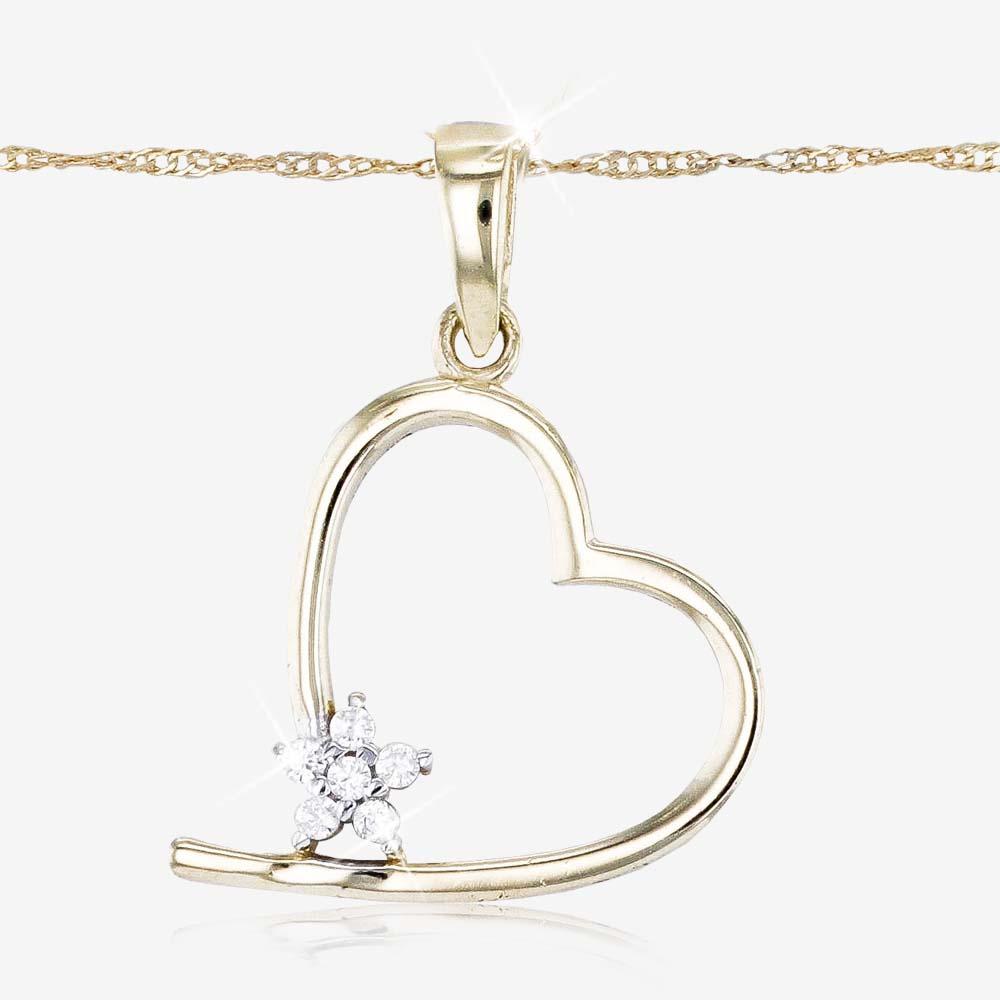 9ct Gold CZ Heart Necklace | Warren James