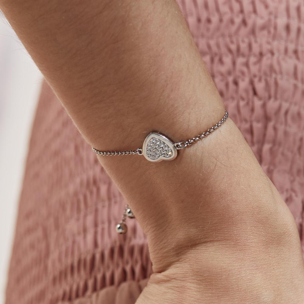 Silver Swarovski® Crystals Heart Friendship Bracelet Warren James
