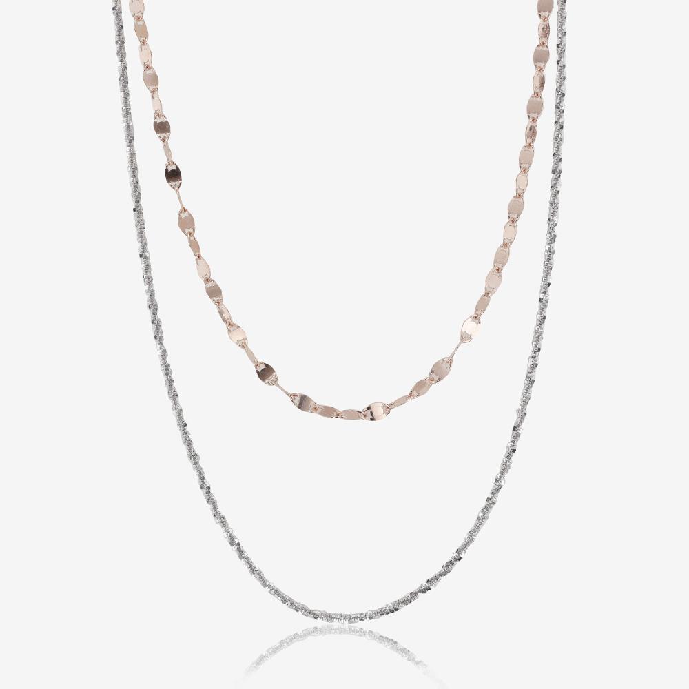 Sterling Silver Two Strand Choker Chain Necklace