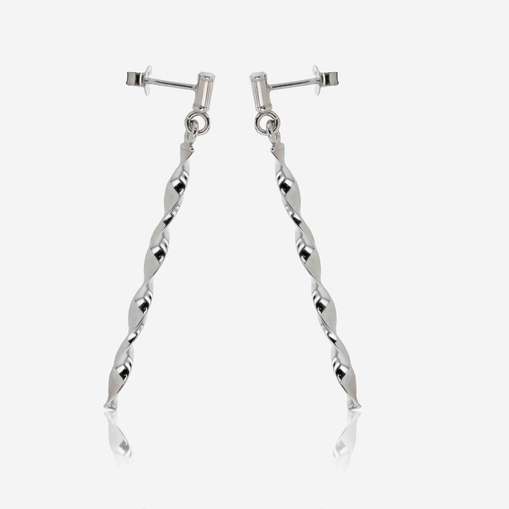 Sterling Silver Twist Drop Earrings at Warren James