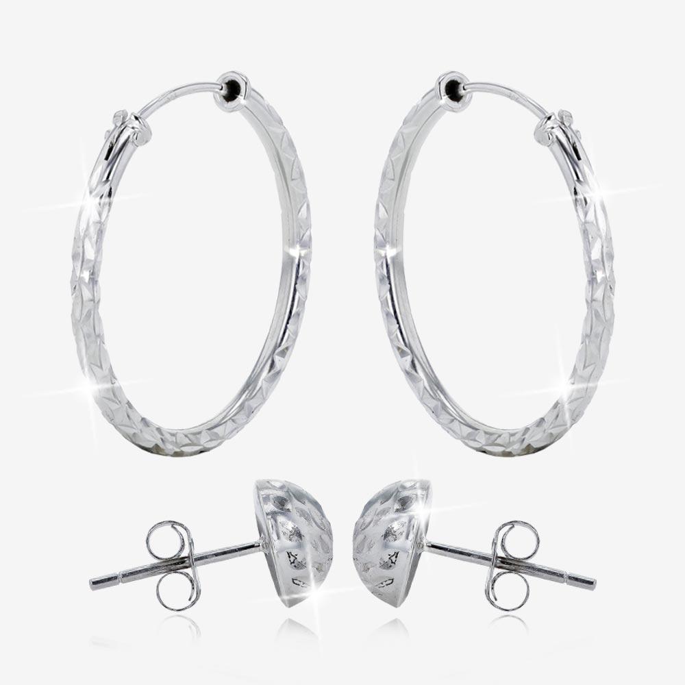 Sterling Silver Set of 2 Pairs of Earrings at Warren James