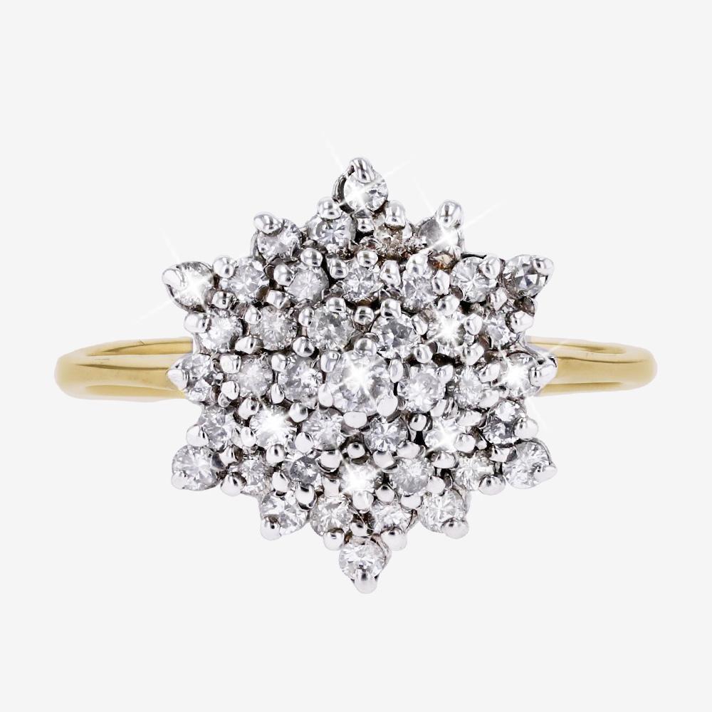 9ct Yellow Gold Diamond Cluster Ring