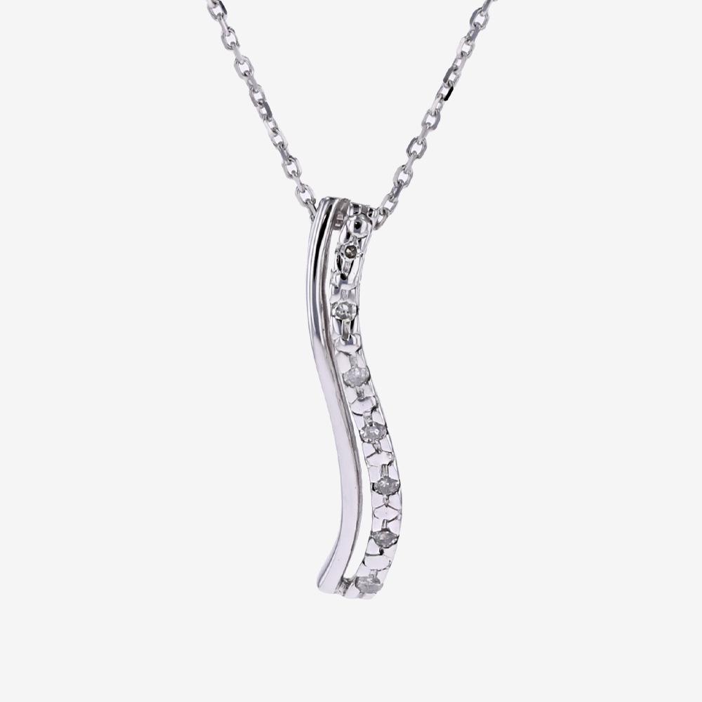 9ct White Gold Diamond Necklace