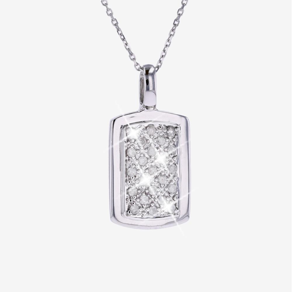 9ct White Gold Pave Set Diamond Necklace