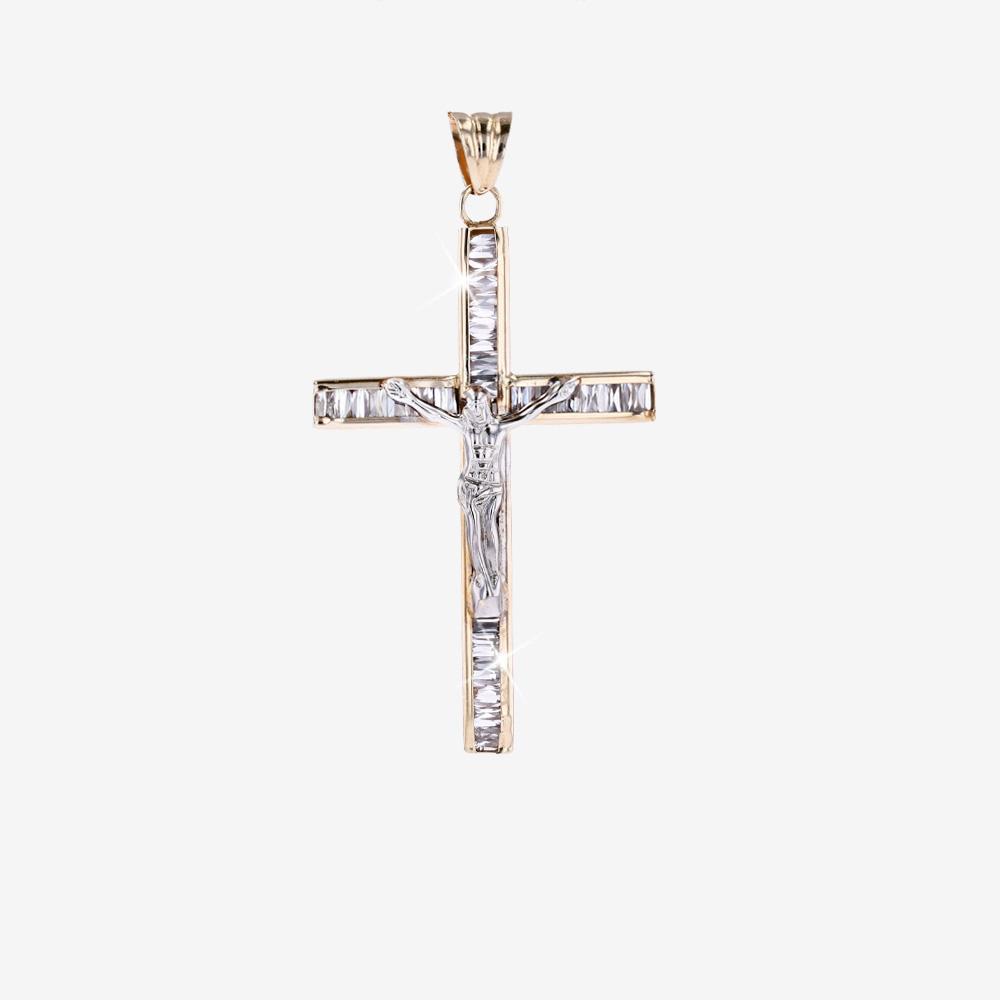 9ct Gold Large Crucifix CZ Pendant