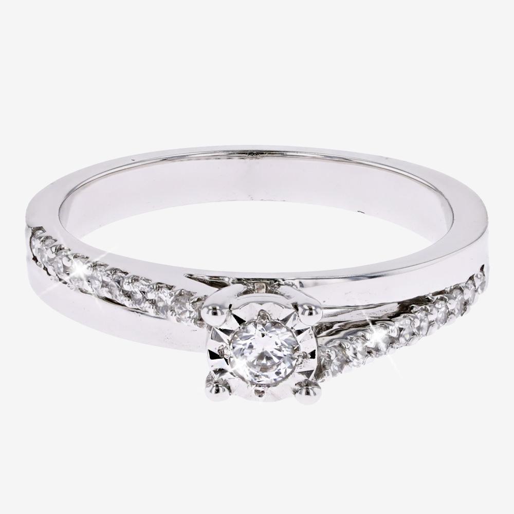 9ct White Gold CZ Solitaire Ring