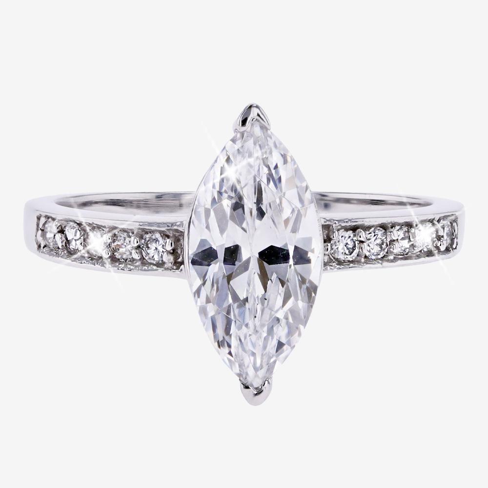 9ct White Gold CZ Marquise Solitaire Ring