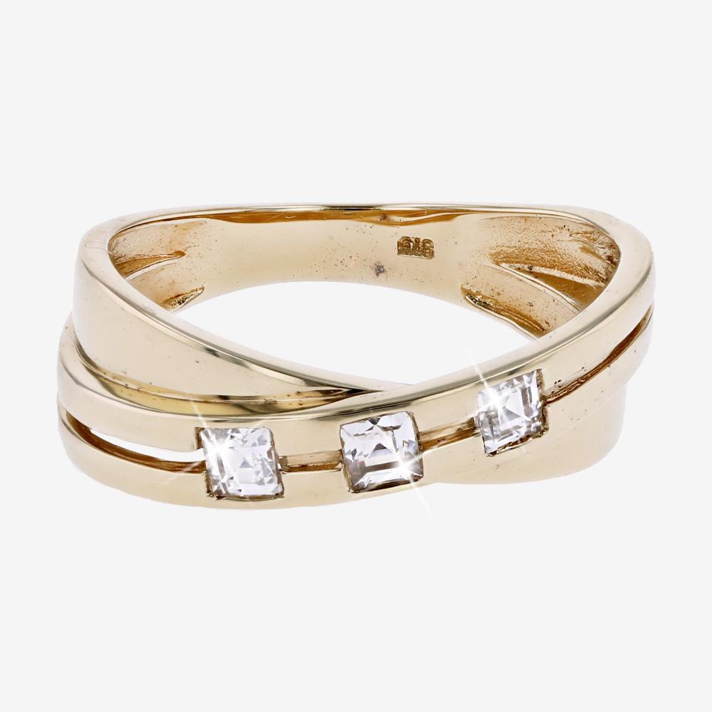 9ct Gold CZ Crossover Band Ring