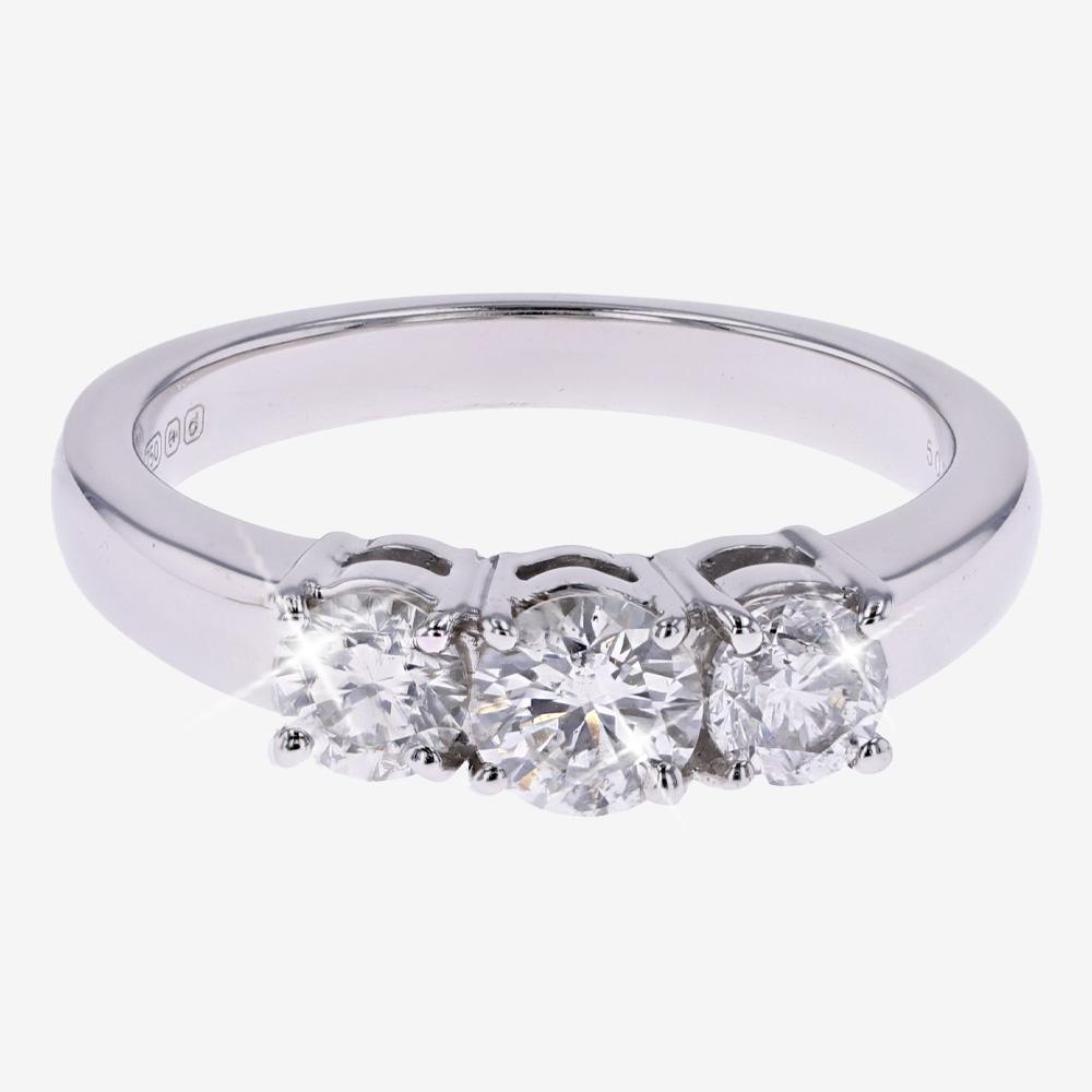 18ct White Gold 3 Stone Diamond Ring 1.00ct Approx
