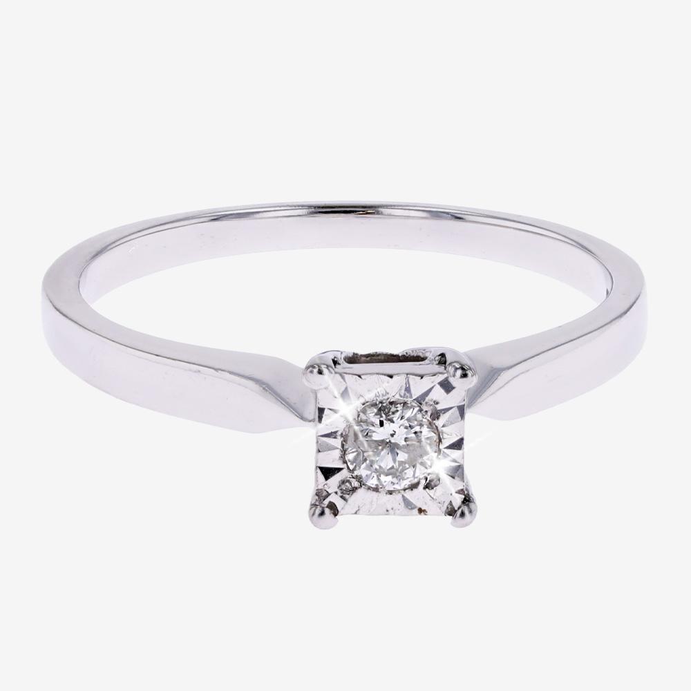 9ct White Gold Solitaire Diamond Ring