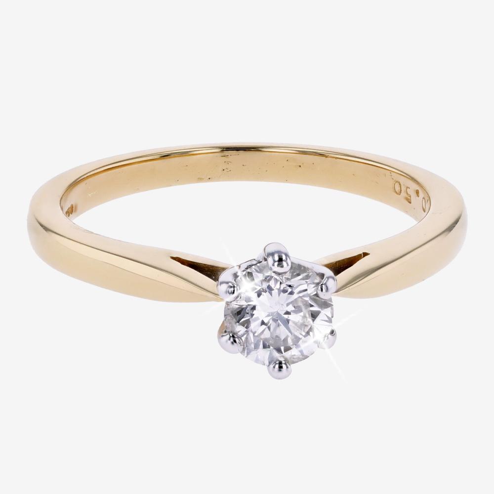 18ct Gold Diamond Solitaire Ring .50ct