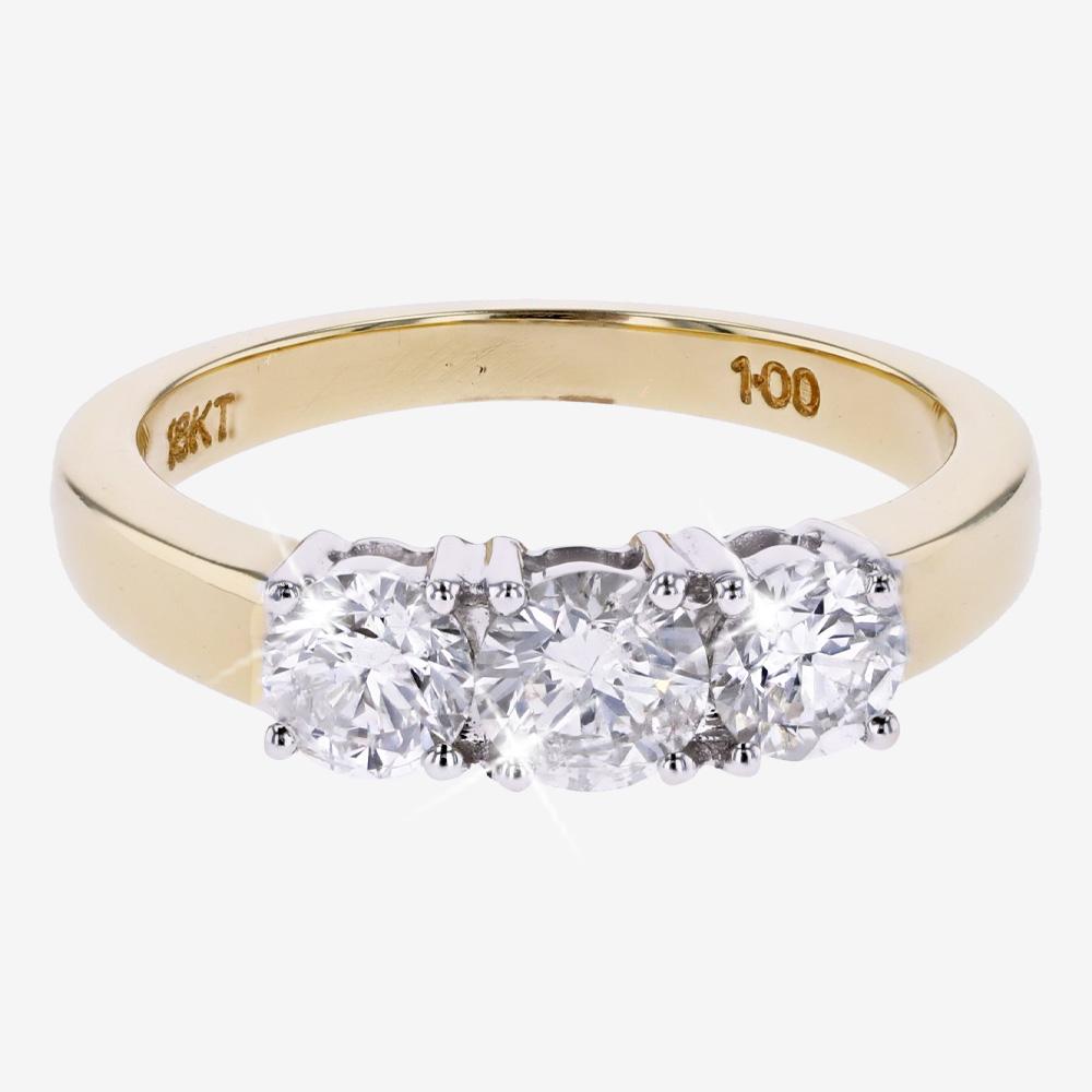 18ct Gold Trilogy Diamond Ring 1.00ct