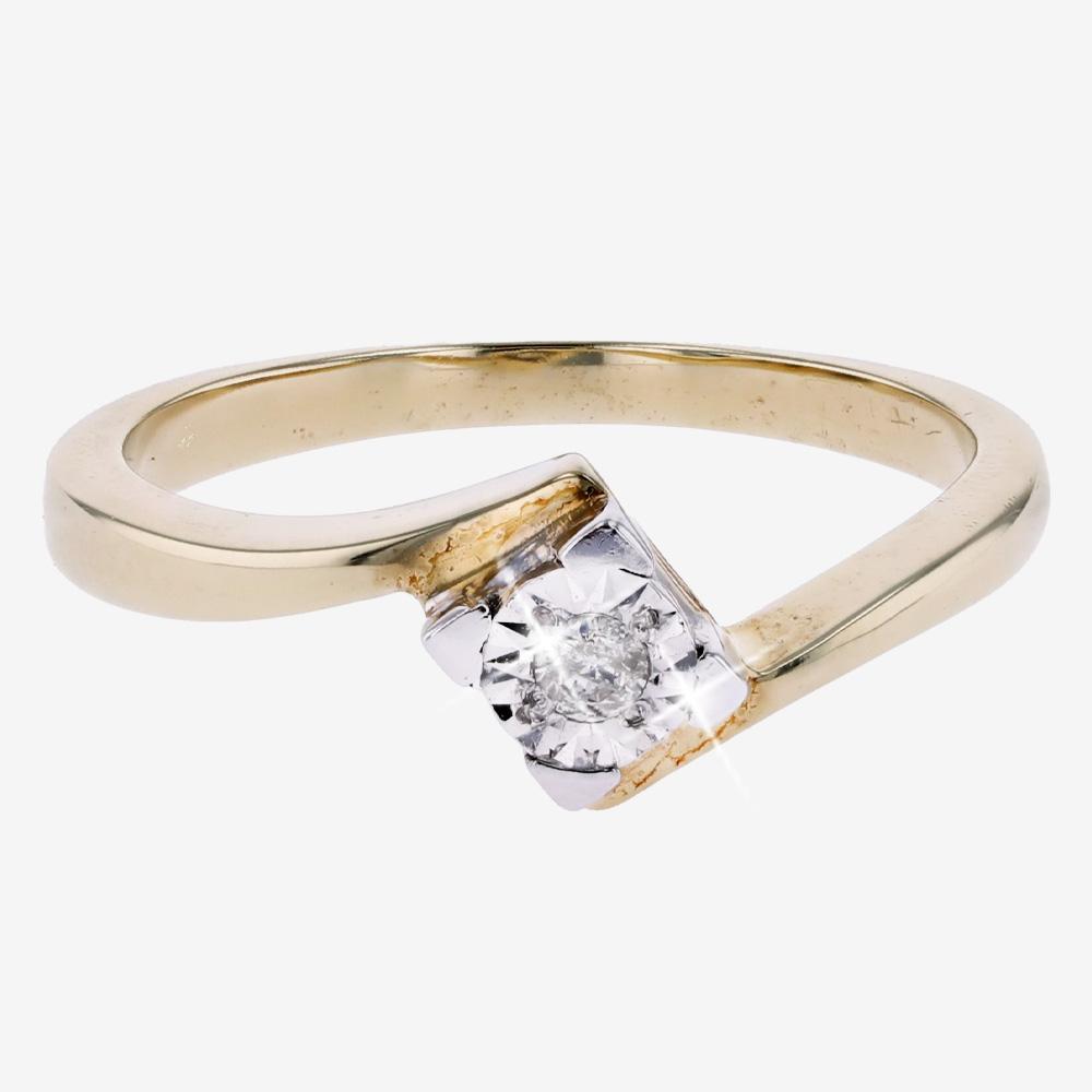 9ct Gold Diamond Solitaire Crossover Ring