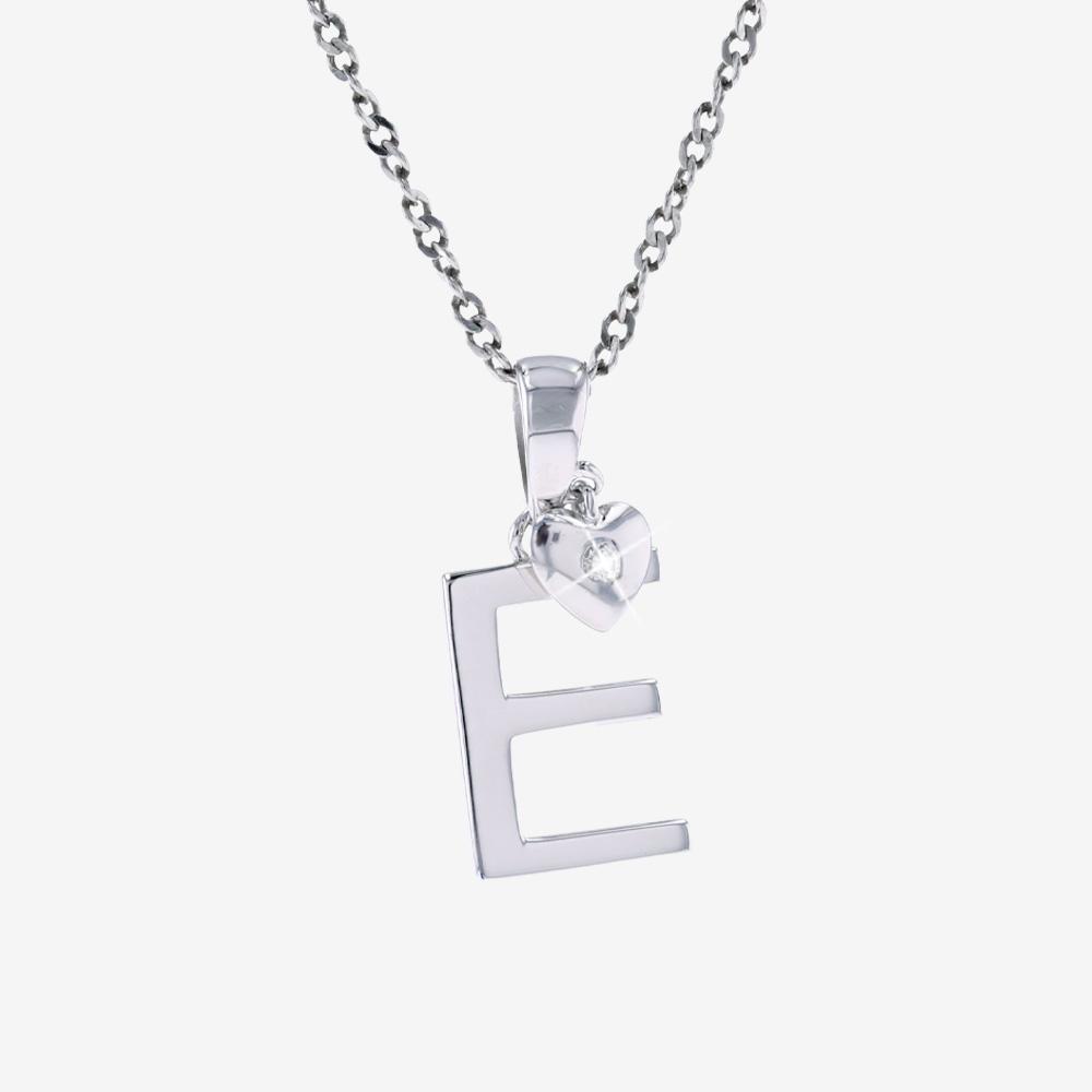 Sterling Silver Real Diamond Lab-Grown Initial 'E' Necklace