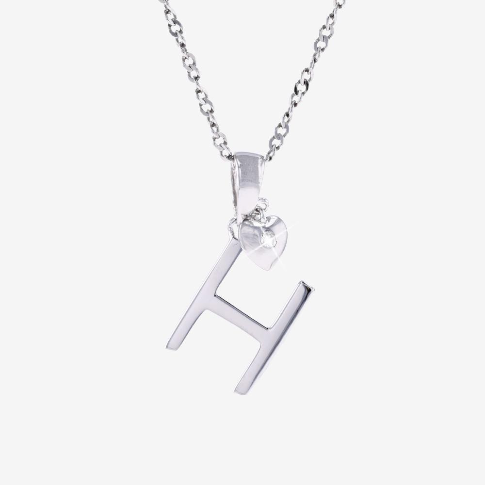 Sterling Silver Real Diamond Lab-Grown Initial 'H' Necklace