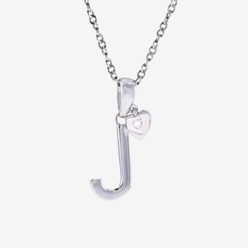 Sterling Silver Real Diamond Lab-Grown Initial 'J' Necklace