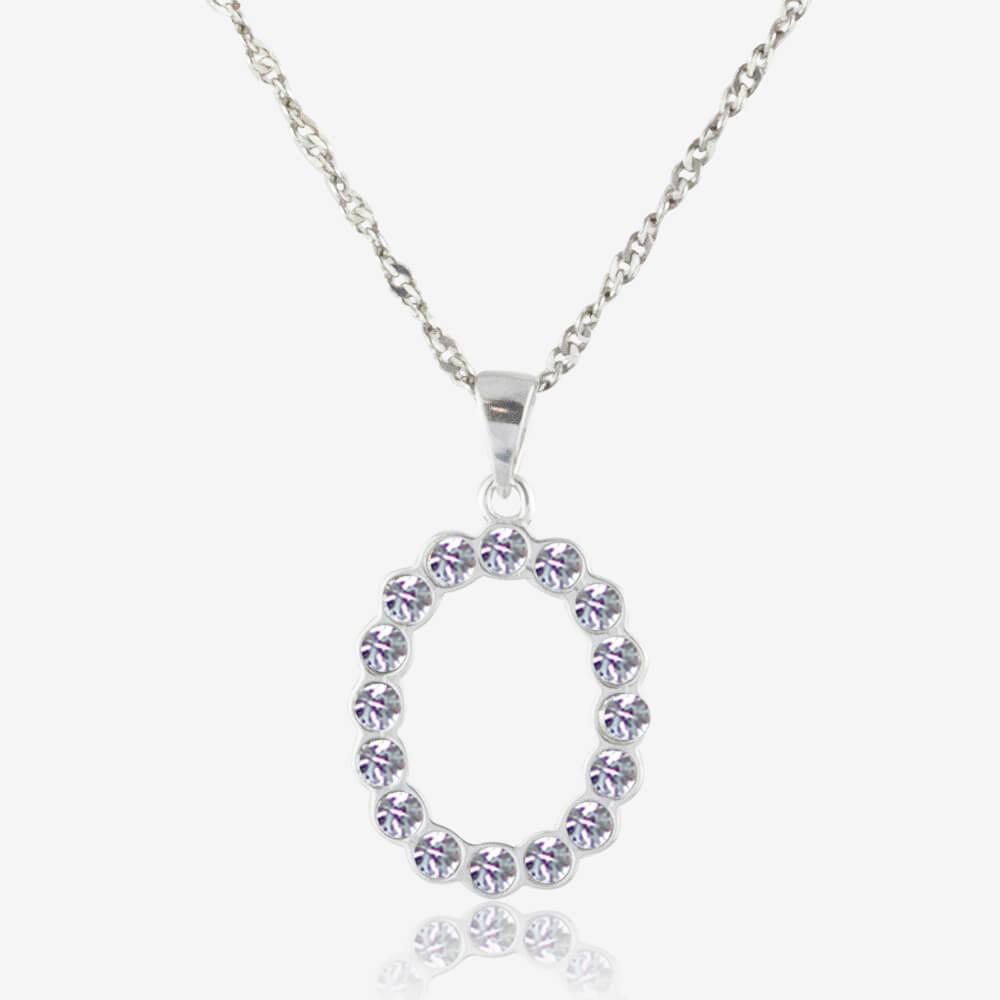Sterling Silver O Initial Necklace Made With Swarovski Crystals at