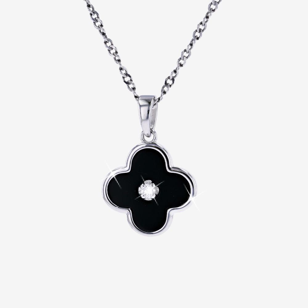 Onyx Clover Necklace Black Onyx And Silver Necklace Clover Malani