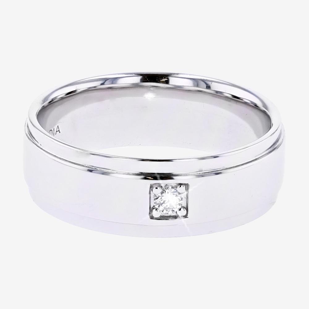 Silver Real Diamond Lab Gown Mens Band Warren James