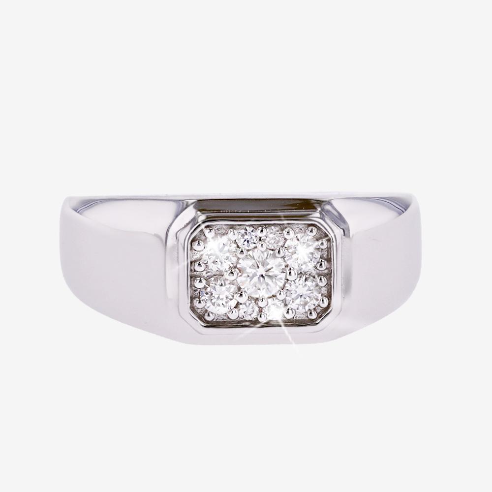Men's Real Diamond Lab-Grown Designer Sterling Silver Ring .30ct