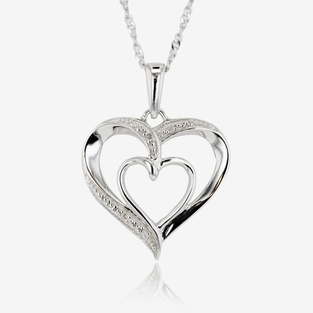 Sterling Silver Diamond Heart Necklace at Warren James