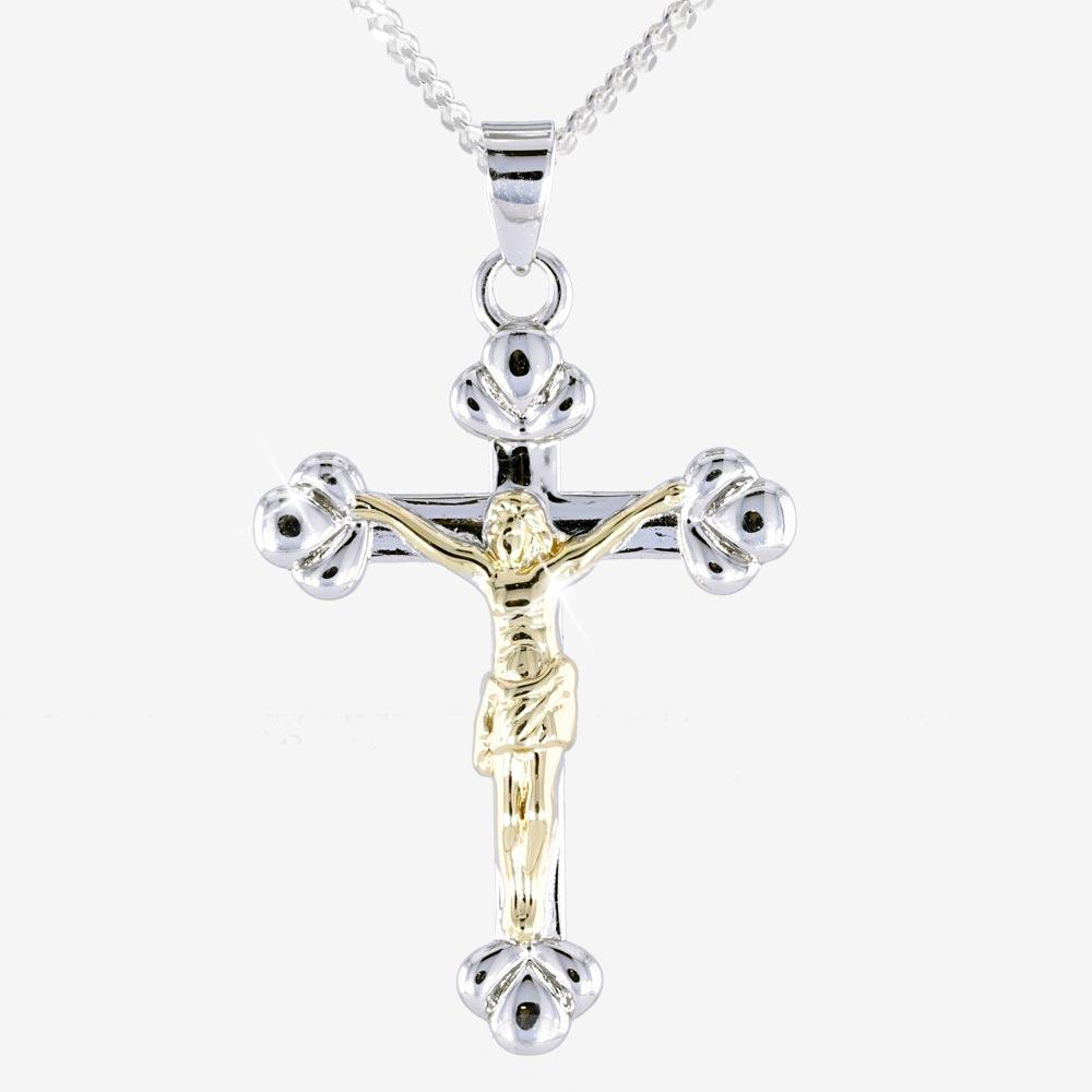 Silver 2 Colour Crucifix Necklace | Warren James