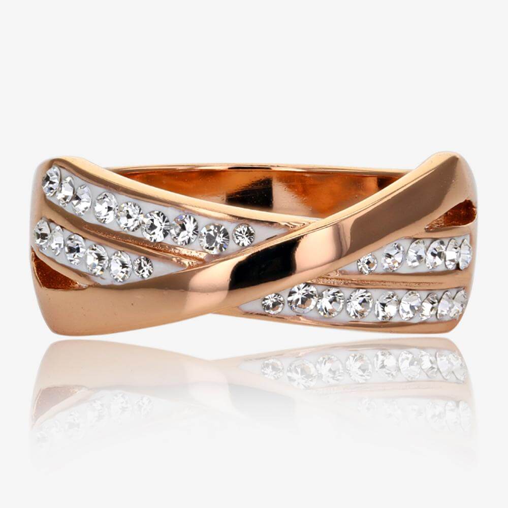 Silver Swarovski® Crystals Rose Gold Finish Ring | Warren James