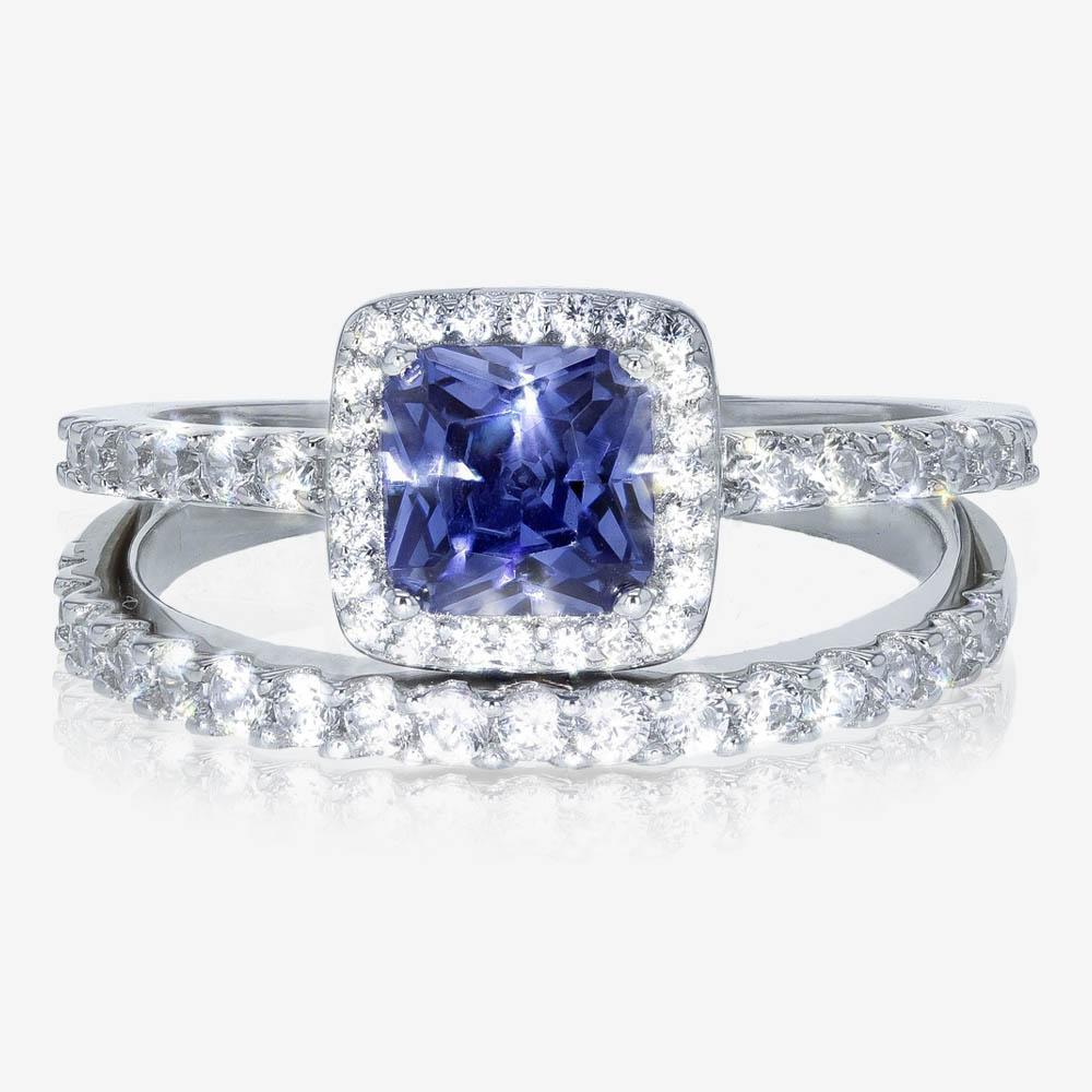 Silver Tanzanite Coloured 2 Ring Duet Set Warren James