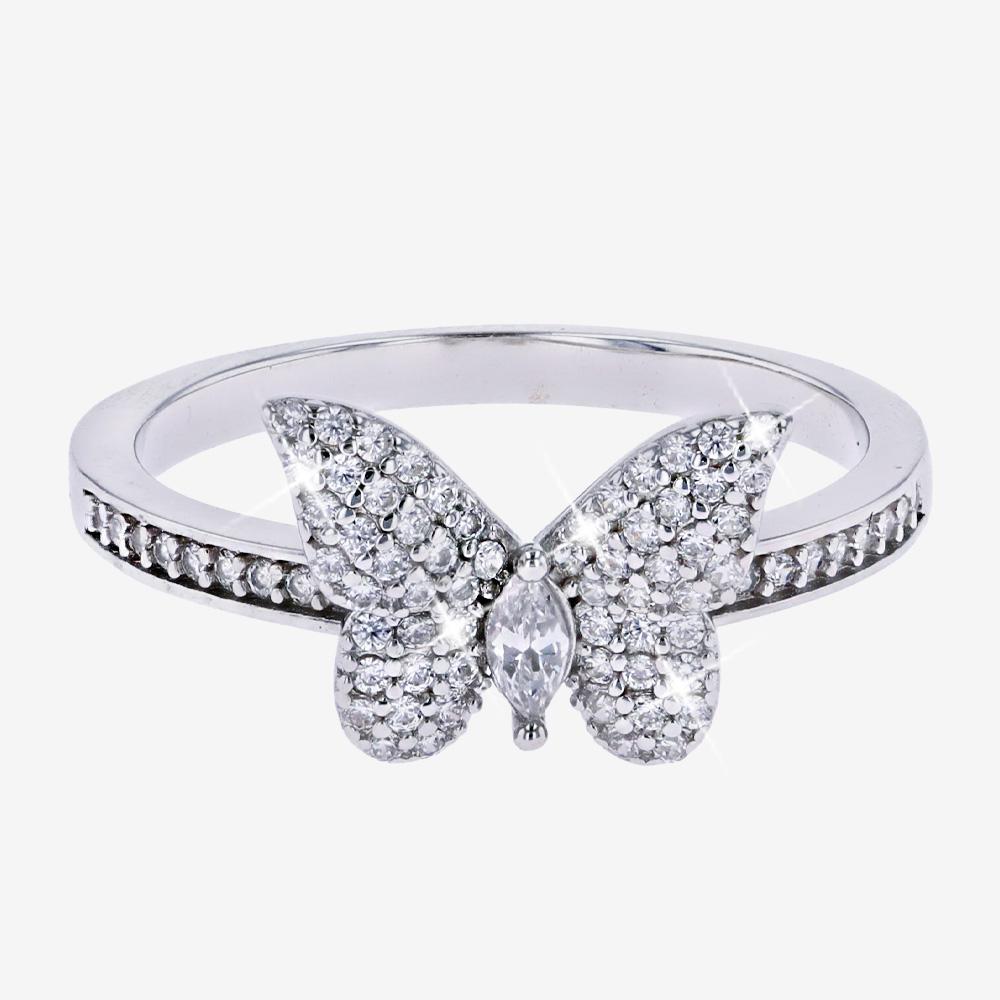Sterling Silver DiamonFlash® Butterfly Ring
