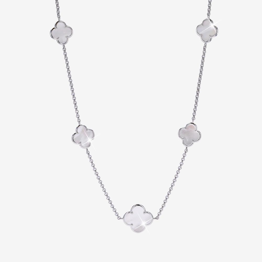 Mother Of Pearl, 4 Leaf Clover Necklace 