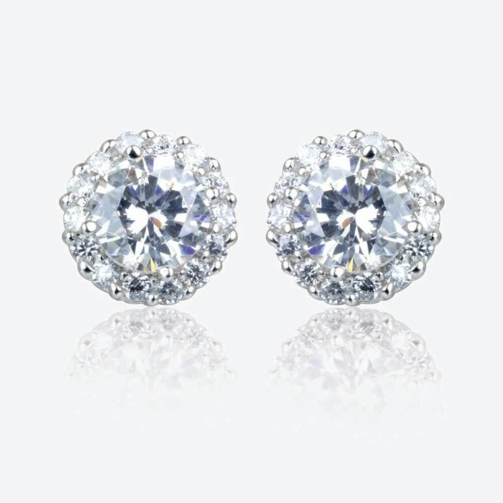 Silver diamond earrings studs Clearance