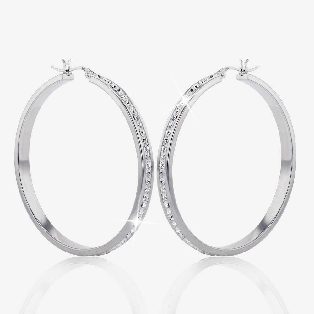 Silver 20mm Large Circle Stud Earrings | Jewellerybox.co.uk