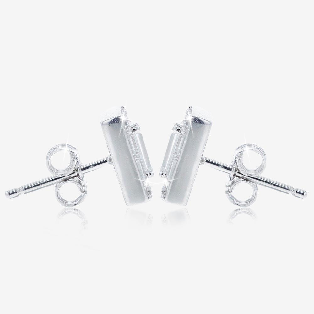 Silver Baguette Stud Earrings Warren James