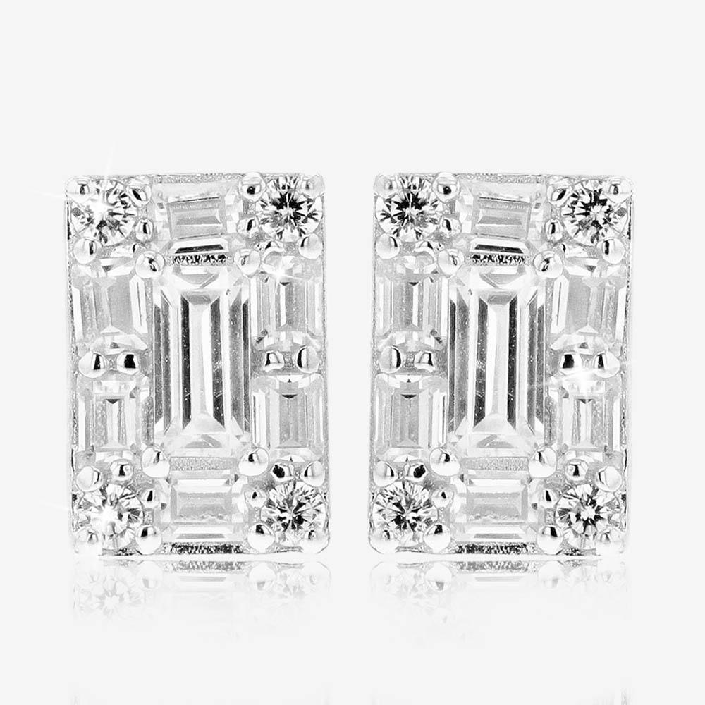 Silver Baguette Stud Earrings Warren James