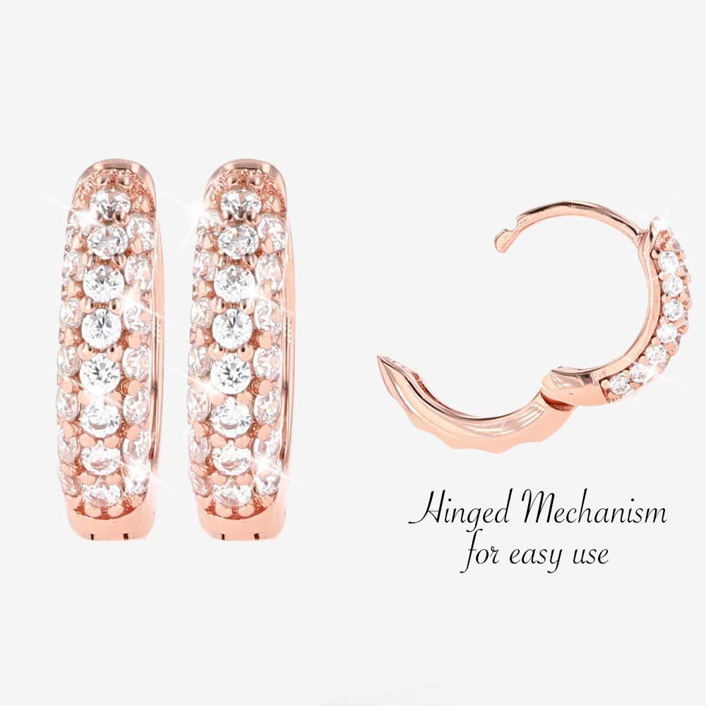 AD  CZ Bali Type Earring Rose Gold and Diamond Hoop Earrings for Women and  Girls