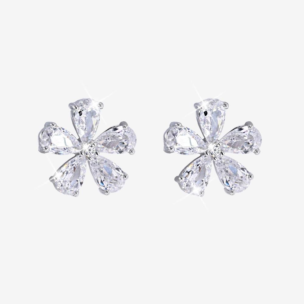 Silver Petal Stud Earrings Warren James